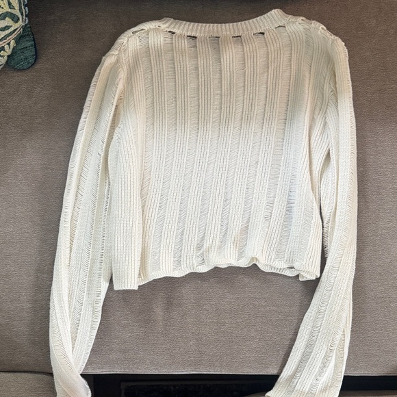 Cream Ribbed Knit Sweater - Picture 4 of 4